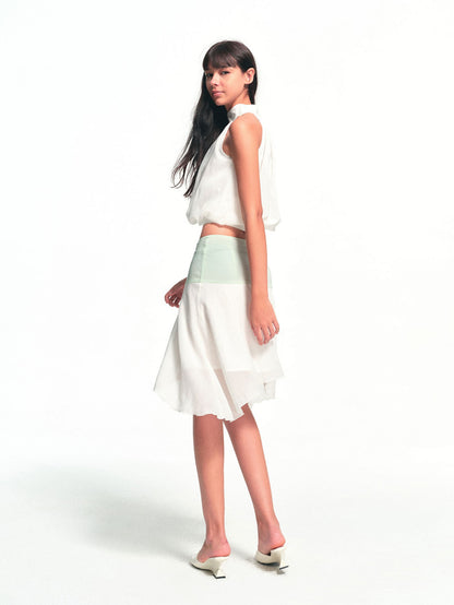 kvkv White Halter Neck Flower Bud Women&