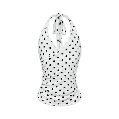 kvkv_White_Polka_Dot_Halter_Tie_Back_Slim_Women&