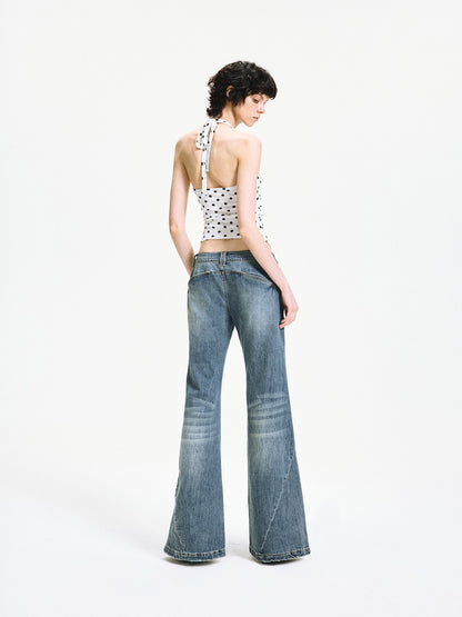 kvkv White Polka Dot Halter Tie Back Slim Women&