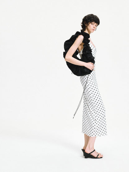 kvkv White Polka Dot Halter Tie Back Slim Women&