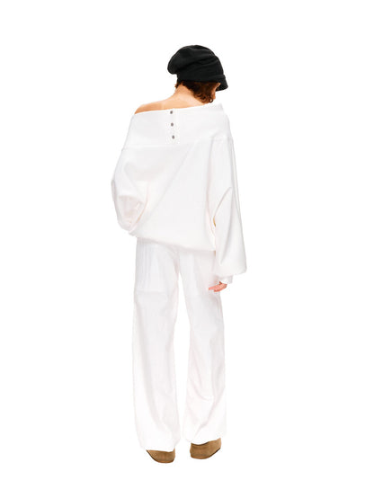 kvkv White Relaxed Asymmetric Shoulder Buttoned Longsleeve Women&
