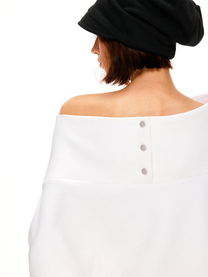 kvkv White Relaxed Asymmetric Shoulder Buttoned Longsleeve Women&