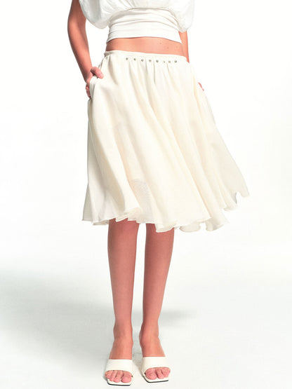 kvkv White Textured Pleated Layered Studded Women&