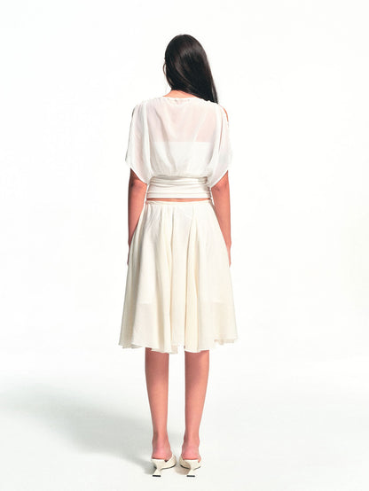 kvkv White Textured Pleated Layered Studded Women&