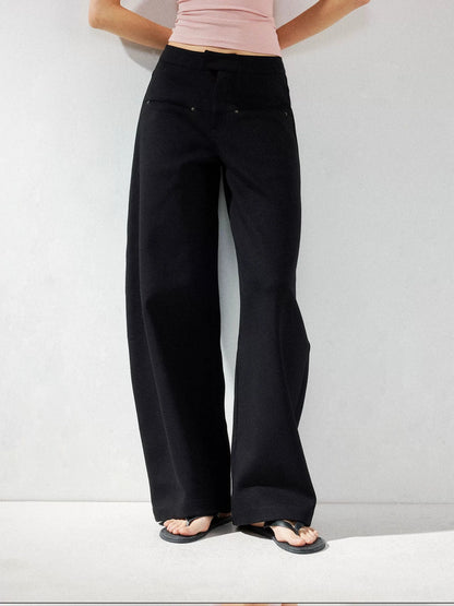 kvkv Wide Leg Curve Hem Cargo Pants