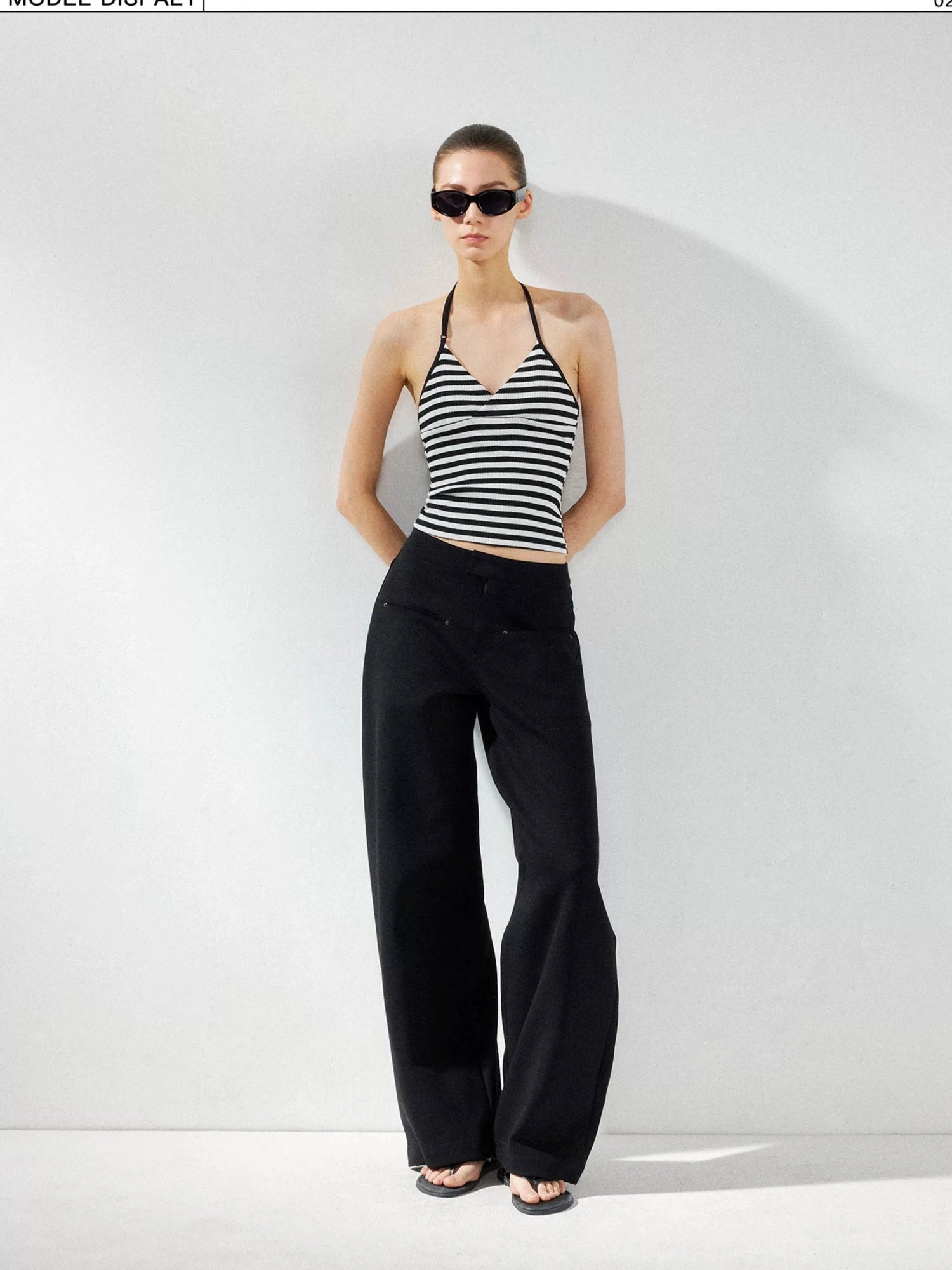 kvkv Wide Leg Curve Hem Cargo Pants