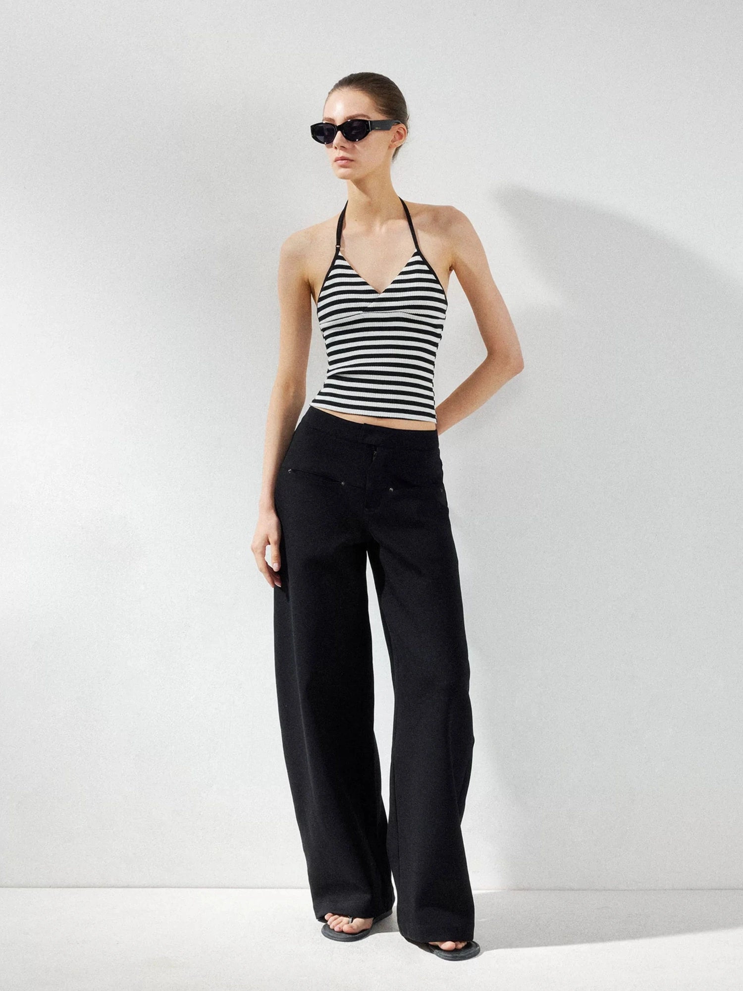 kvkv Wide Leg Curve Hem Cargo Pants