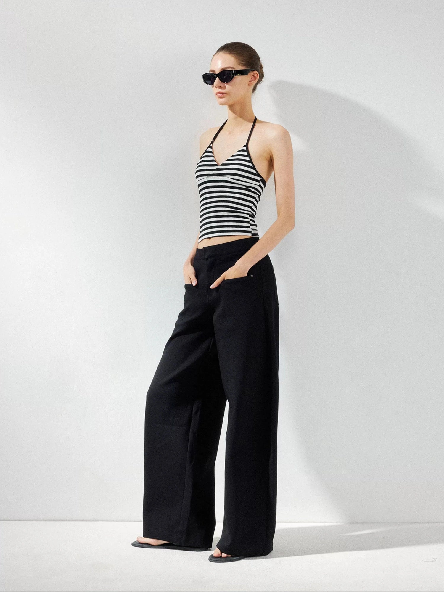 kvkv Wide Leg Curve Hem Cargo Pants