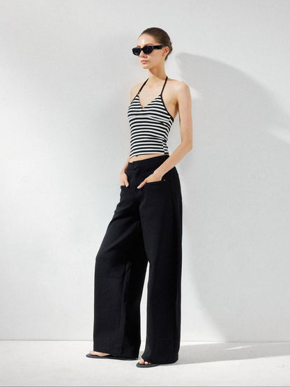 kvkv Wide Leg Curve Hem Cargo Pants