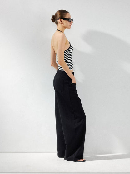 kvkv Wide Leg Curve Hem Cargo Pants