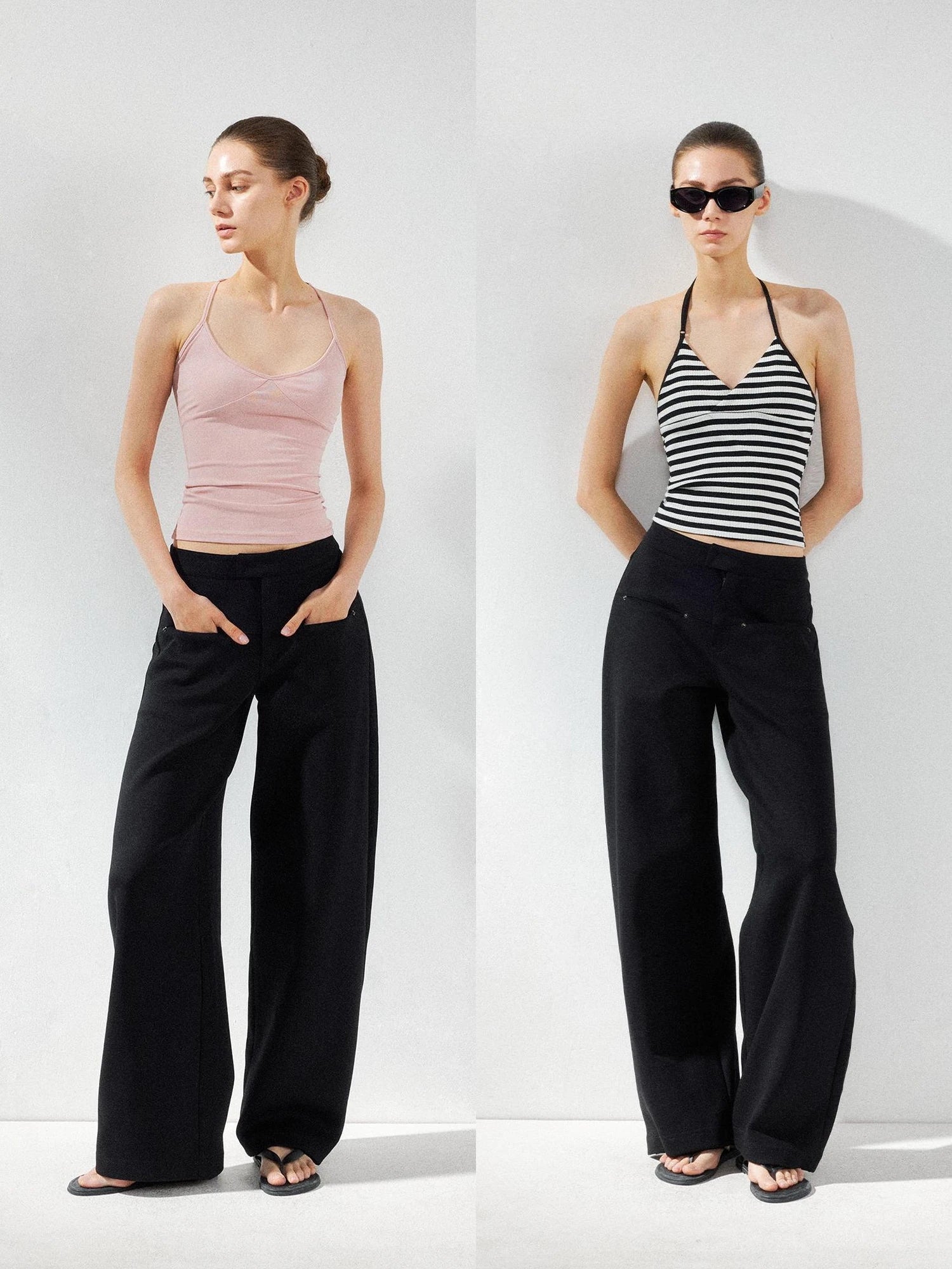 kvkv Wide Leg Curve Hem Cargo Pants