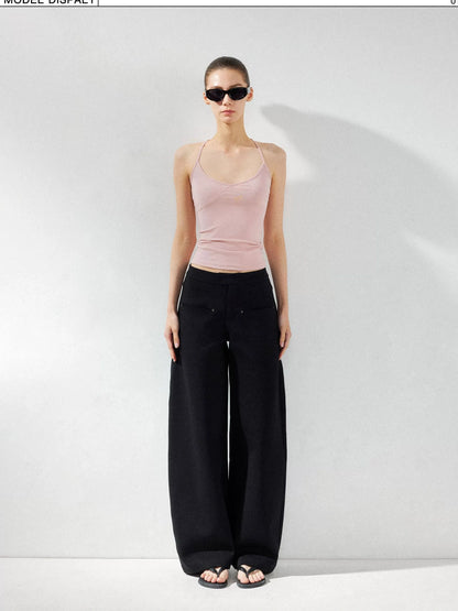 kvkv Wide Leg Curve Hem Cargo Pants