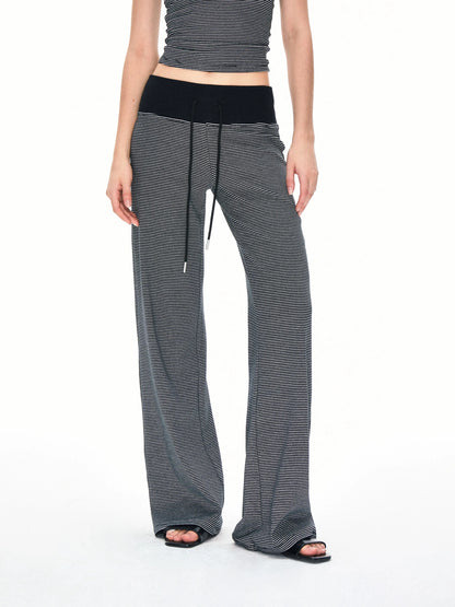 kvkv Wide Waistband Stripe Jogger Pants