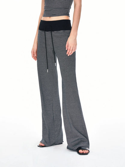 kvkv Wide Waistband Stripe Jogger Pants