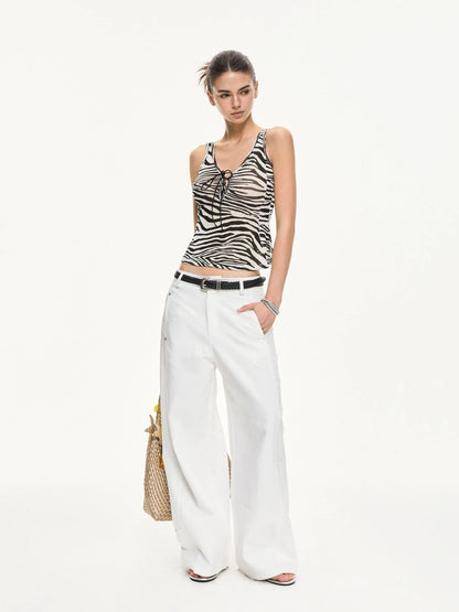 KVKV Yoga Clothing Brand - Zebra Stripe Drawstring Vest