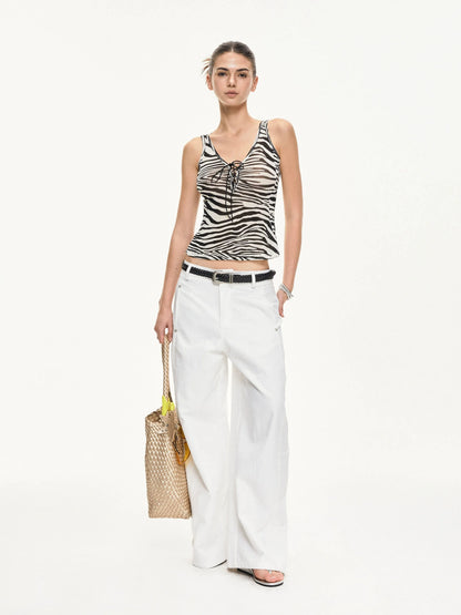 KVKV Yoga Clothing Brand - Zebra Stripe Drawstring Vest