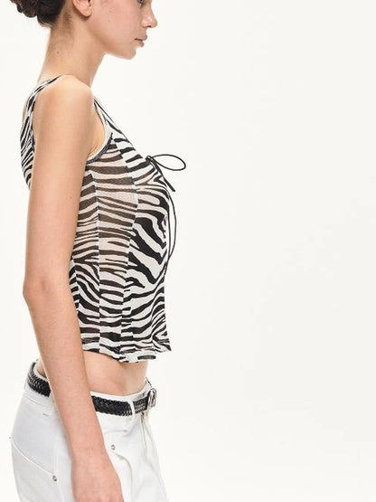 KVKV Yoga Clothing Brand - Zebra Stripe Drawstring Vest