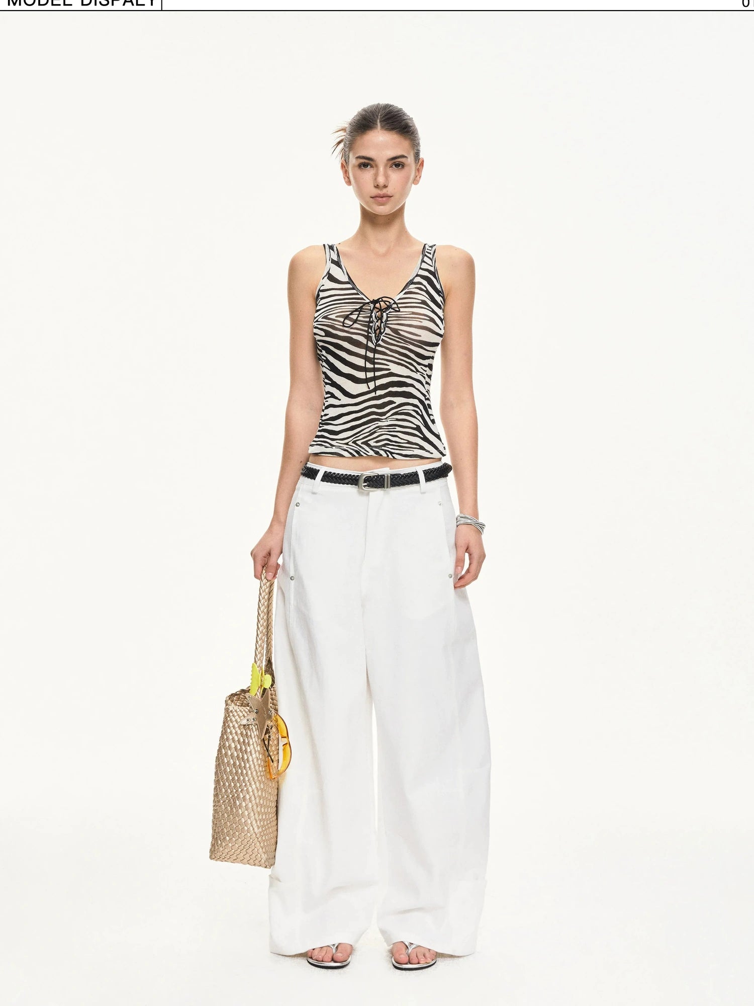 KVKV Yoga Clothing Brand - Zebra Stripe Drawstring Vest