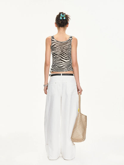 KVKV Yoga Clothing Brand - Zebra Stripe Drawstring Vest