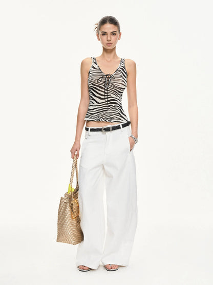 KVKV Yoga Clothing Brand - Zebra Stripe Drawstring Vest