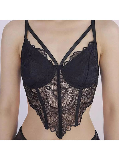 One Shoulder Grid Bandage Stripe Top