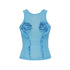 YOSHUYUKI Yoshuyuki Textured Back Vest Blue Stretch Knit Ribbed Racer