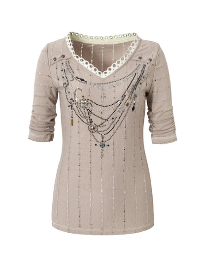 Vintage Punk Royal V-Neck T-Shirt With Detachable Apron