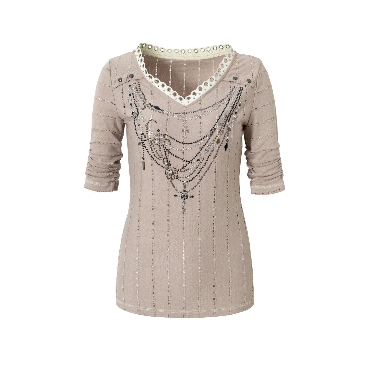Vintage Punk Royal V-Neck T-Shirt With Detachable Apron