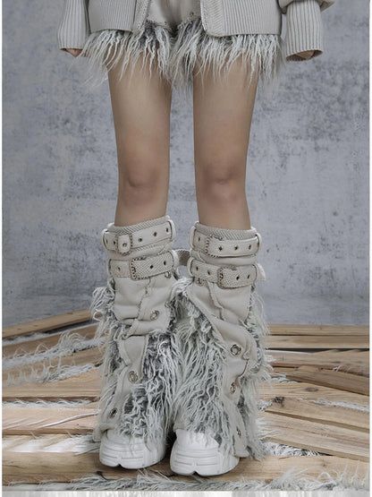 Patchwork Wool Punk Shorts Deer Velvet Street Edge