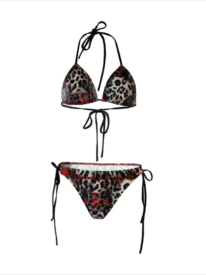 Punk Bikini Set Leopard Print Y2K Swimwear
