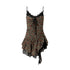 NO ROMANCE Y2K Harajuku Cheetah Lace Trim Slim Dress