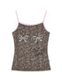 Sparkly Leopard Bow Tie-Dye Summer Camisole Top