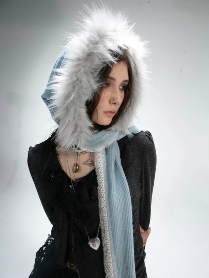 Vintage Crochet Witch Baraclava Scarf &amp; Hat Set Accessories