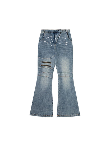 MOMSYCAN FOX LINE Fox Line Slim Flare Silver Wash Low Rise Jeans