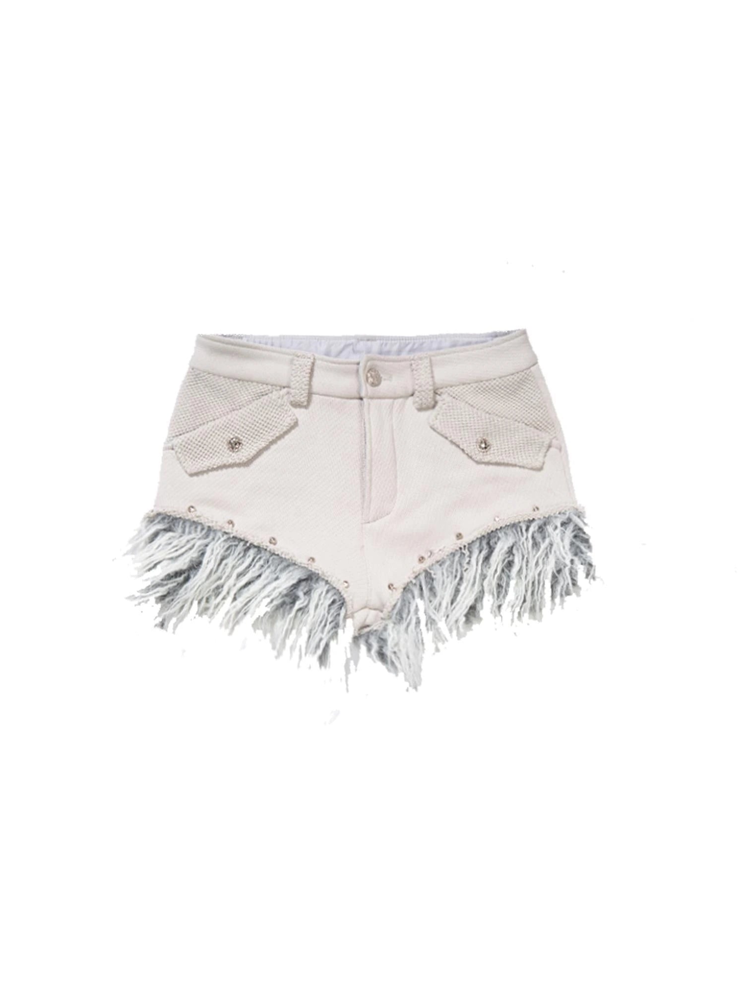 Patchwork Wool Punk Shorts Deer Velvet Street Edge