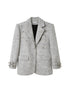 DIDDI MODA Grey Wool Blazer With Studs Shoulder Pads
