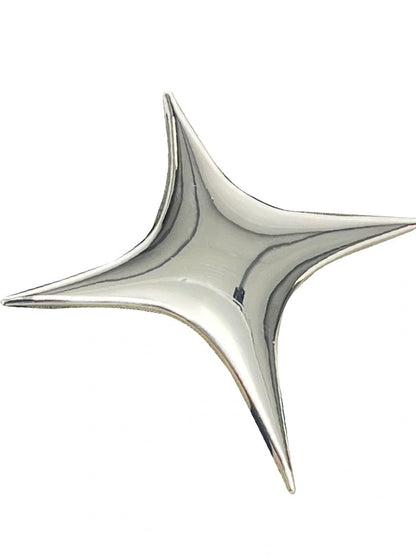 Cute Star Mirror Brooch Simple Cross Pin Badge