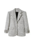 Grey Wool Blazer With Studs Shoulder Pads