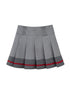 DIDDI MODA Retro Chic High Waist A Line Pleated Skirt With Contrast Trim