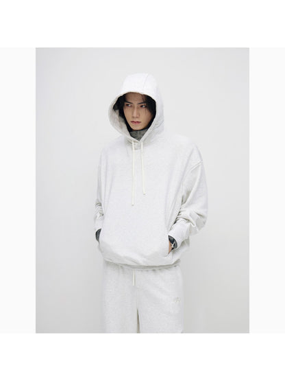 Peoplesense Contour Wide Cotton Hoodie Jogger Set Grey Embroidery