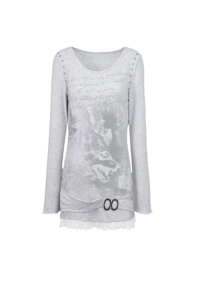 Vintage Floral Lace Long Sleeve Blouse Top