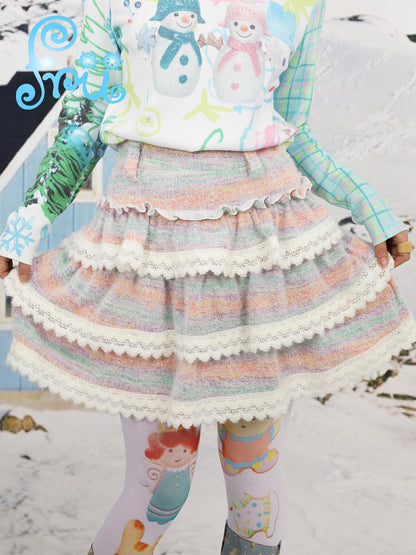 Frufru Gulu Y2K Rainbow Duo Cake Contrast Winter Pastel Dress Match