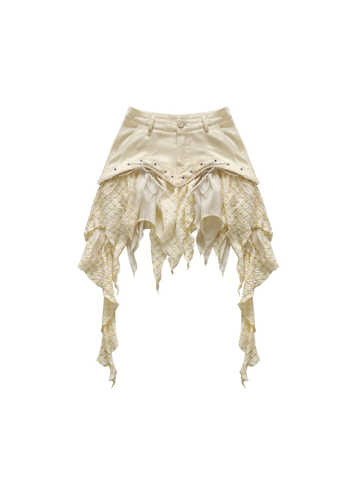 Asymmetrical Tan Asian Style Skirt