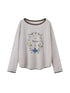 DIDDI MODA Floral Laze Collar Tie Loose Tee