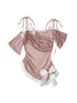 WSW WUSHENWU Pink Blue Asymmetrical Ballet Stretch Mesh Top