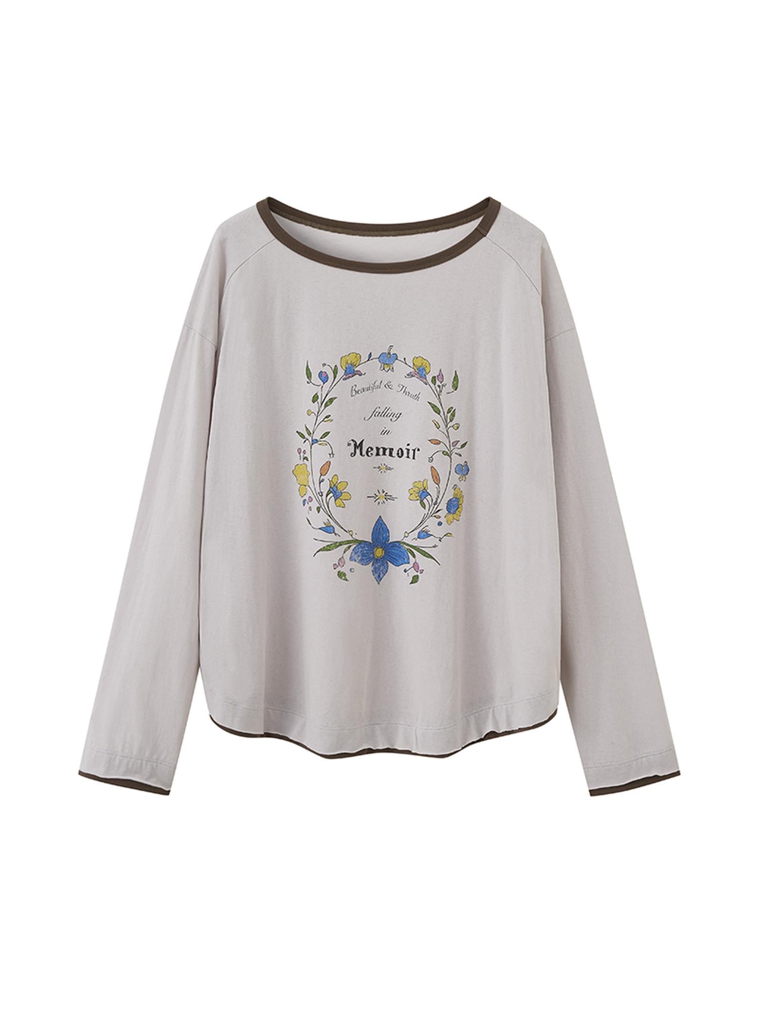 DIDDI MODA Floral Laze Collar Tie Loose Tee