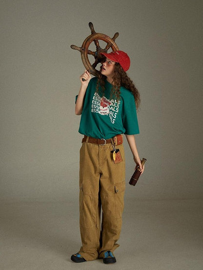 lulugray American Vintage Letter Print Relaxed Women&