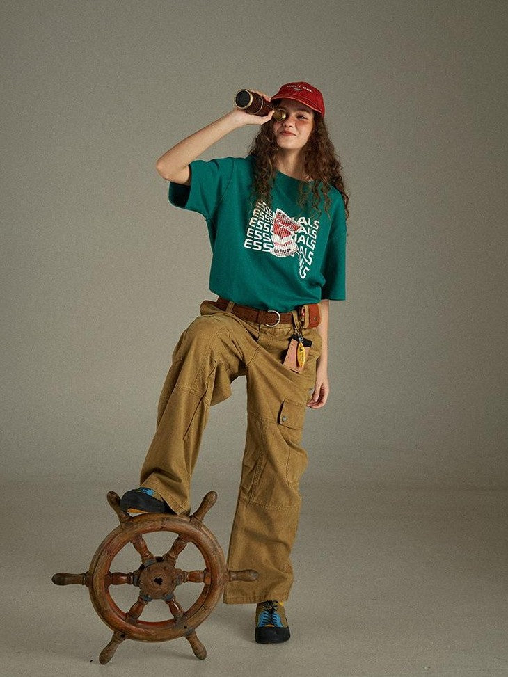 lulugray American Vintage Letter Print Relaxed Women&