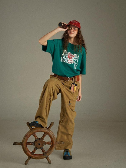 lulugray American Vintage Letter Print Relaxed Women&