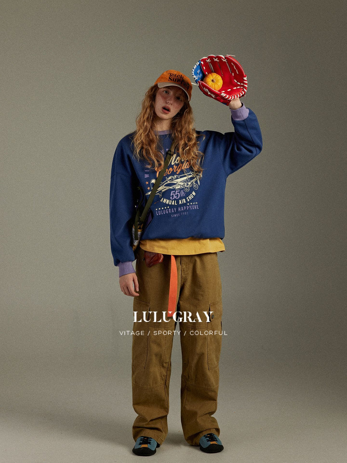 lulugray_Retro_Colorblock_Round_Neck_Printed_Loose_Fit_Women&